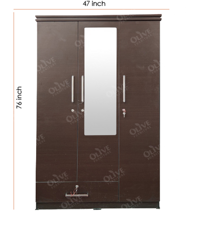 WARDROBE 3 DOOR BZ 201 DRAWER BRS OLV