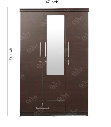 WARDROBE 3 DOOR BZ 201 DRAWER BRS OLV