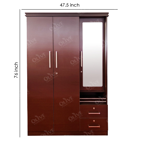 WARDROBE 3 DOOR AL9 SIDE DRESSING BRS
