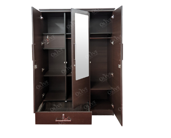 WARDROBE 3 DOOR BZ 201 DRAWER BRS OLV