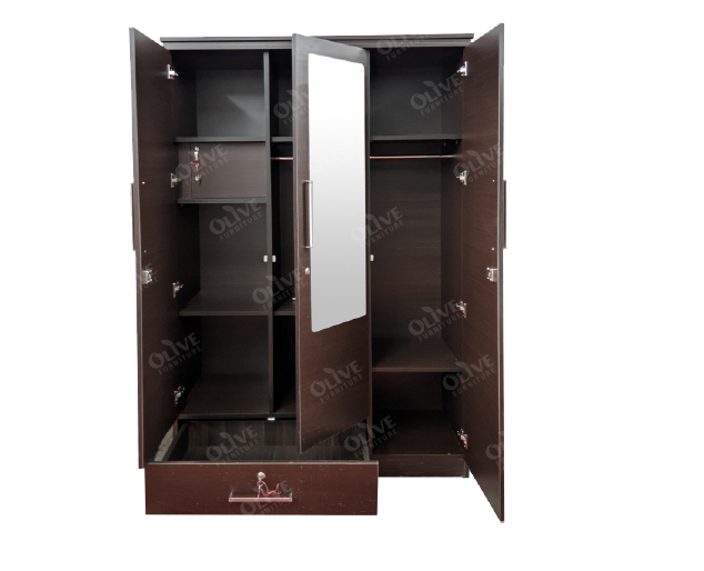 WARDROBE 3 DOOR BZ 201 DRAWER BRS OLV